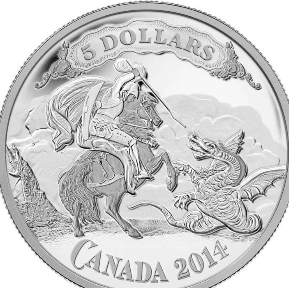 2014 RCM $5 Canadian Bank Note Series: Saint George Slaying Dragon - P